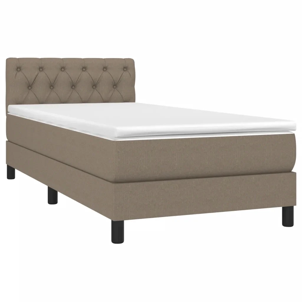 Letto singolo | Letto per adulti | Giroletto a Molle con Materasso Tortora 80x200 cm inTessuto - Image 3
