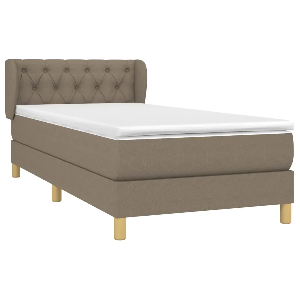 Letto singolo | Letto per adulti | Giroletto a Molle con Materasso Tortora 80x200 cm inTessuto - Image 4