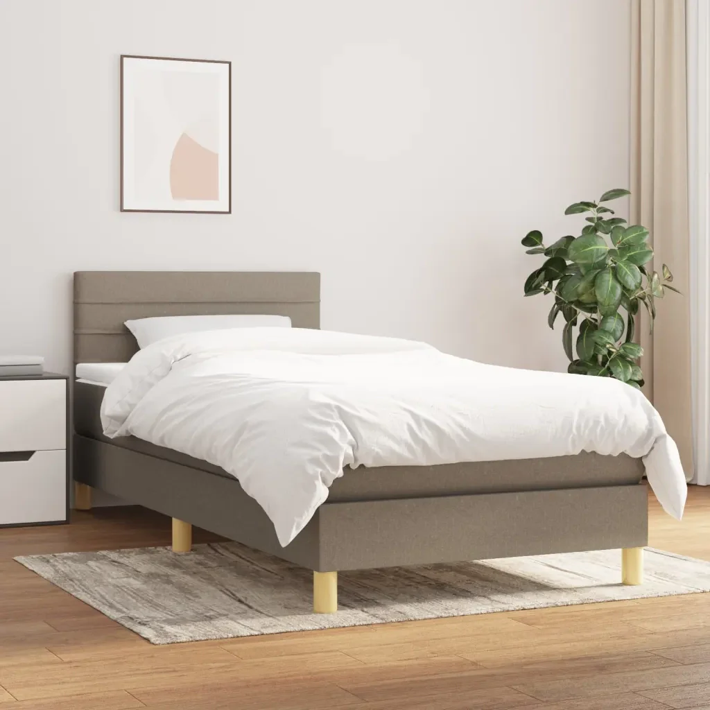 Letto singolo | Letto per adulti | Giroletto a Molle con Materasso Tortora 80x200 cm inTessuto - Image 2
