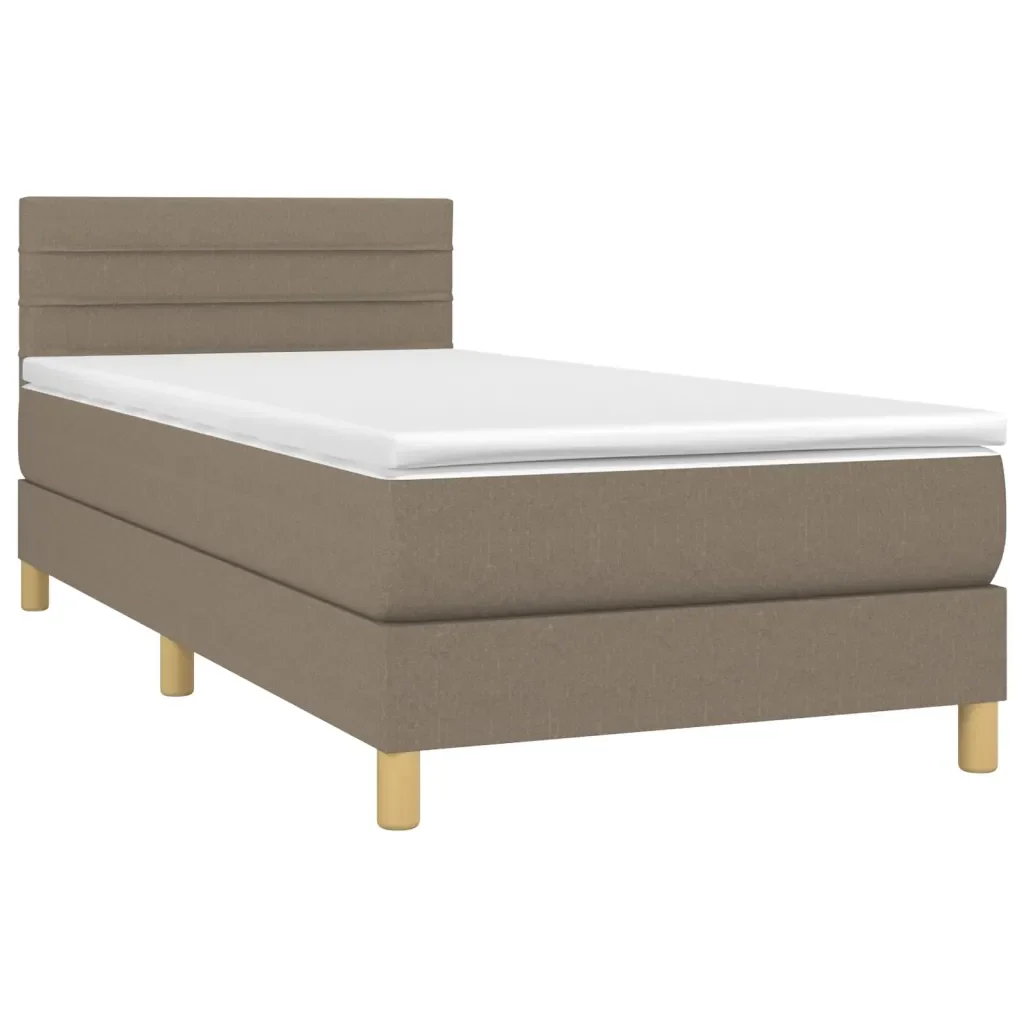 Letto singolo | Letto per adulti | Giroletto a Molle con Materasso Tortora 80x200 cm inTessuto - Image 3