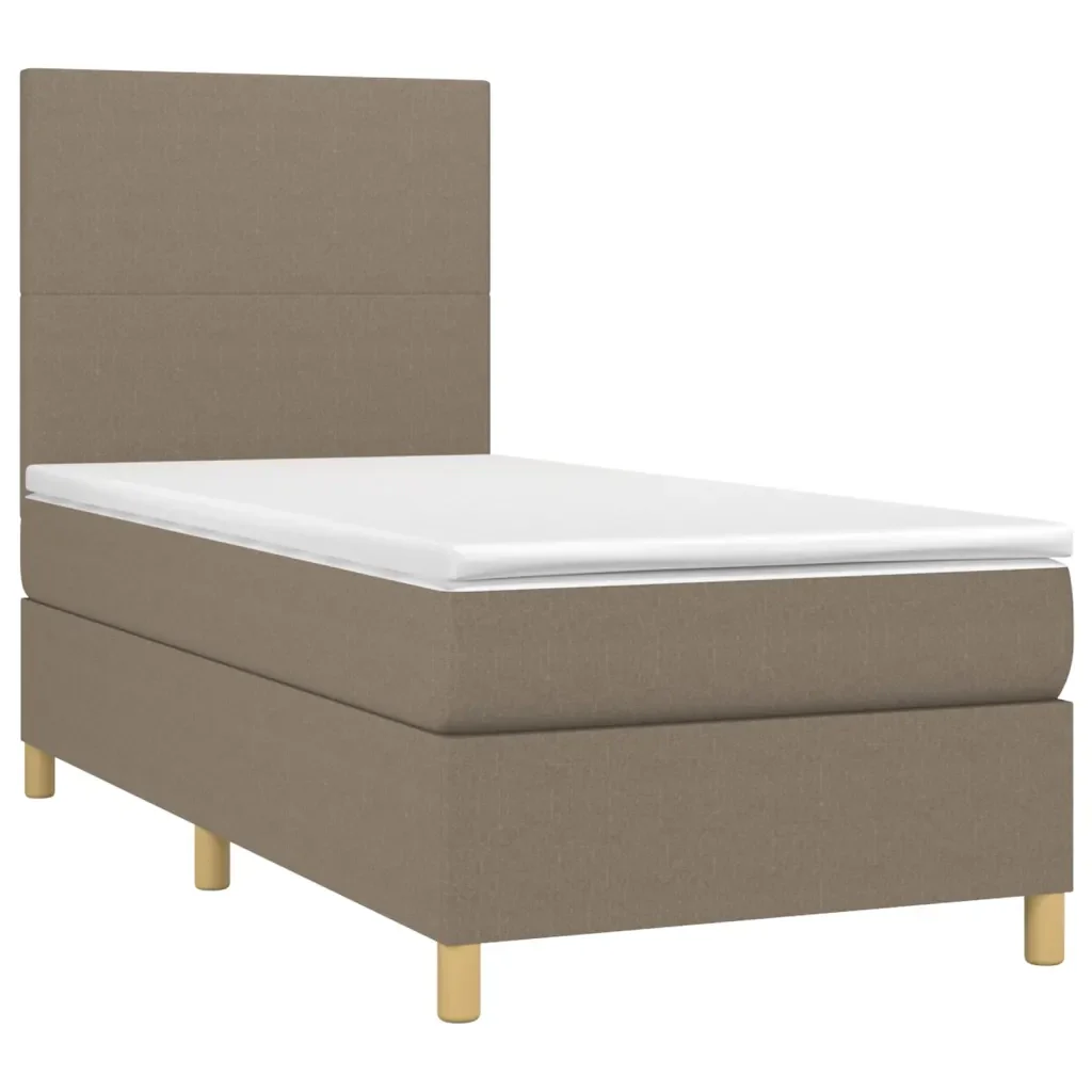Letto singolo | Letto per adulti | Giroletto a Molle con Materasso Tortora 80x200 cm inTessuto - Image 4