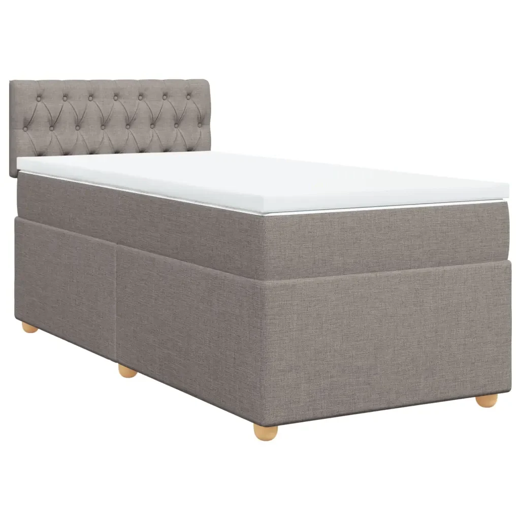 Letto singolo | Letto per adulti | Giroletto a Molle con Materasso Tortora 80x200 cm inTessuto