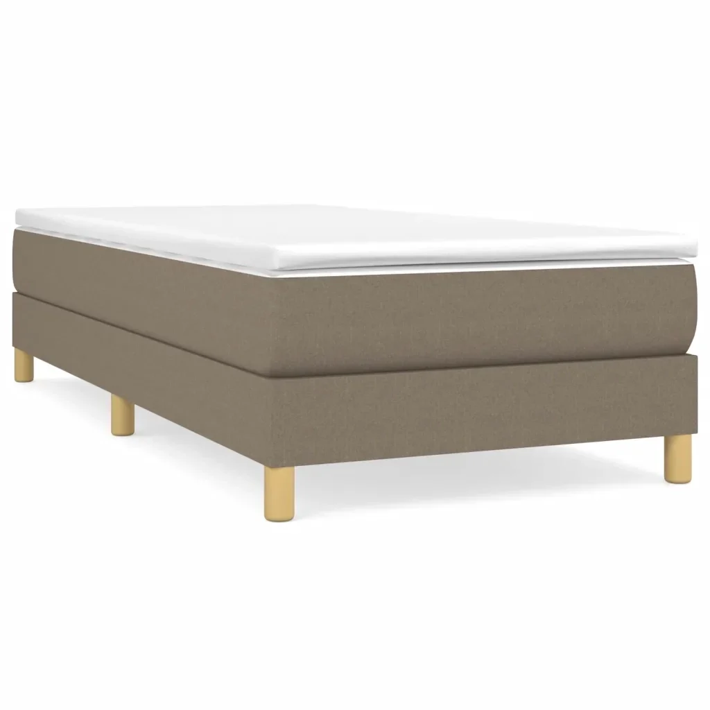 Letto singolo | Letto per adulti | Giroletto a Molle con Materasso Tortora 90x190 cm in Tessuto