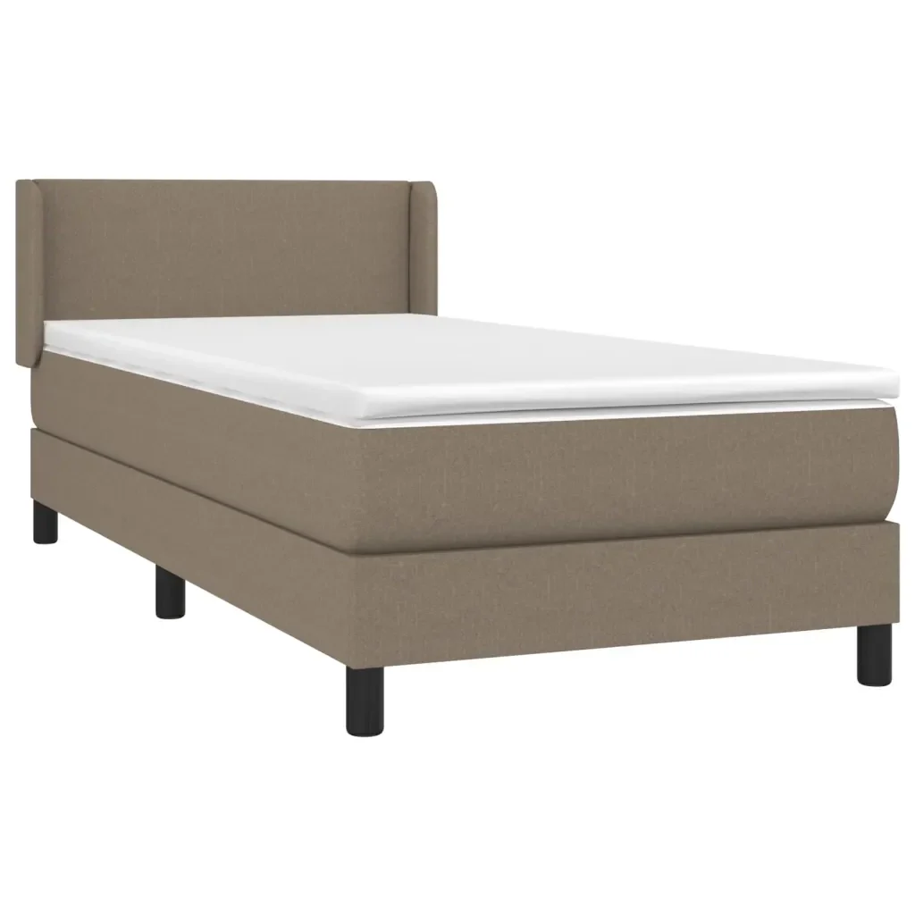 Letto singolo | Letto per adulti | Giroletto a Molle con Materasso Tortora 90x190 cm in Tessuto - Image 3