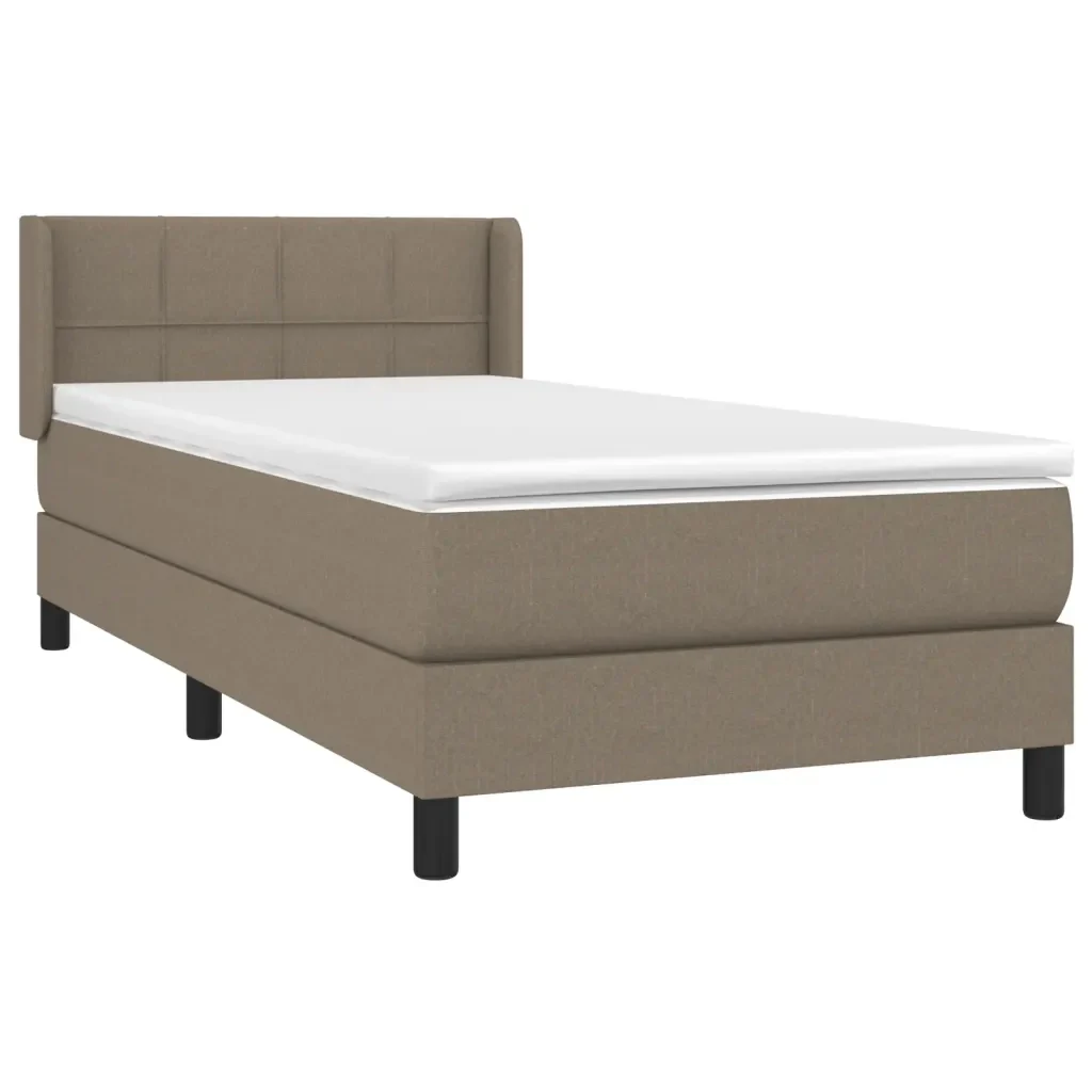 Letto singolo | Letto per adulti | Giroletto a Molle con Materasso Tortora 90x190 cm in Tessuto - Image 3