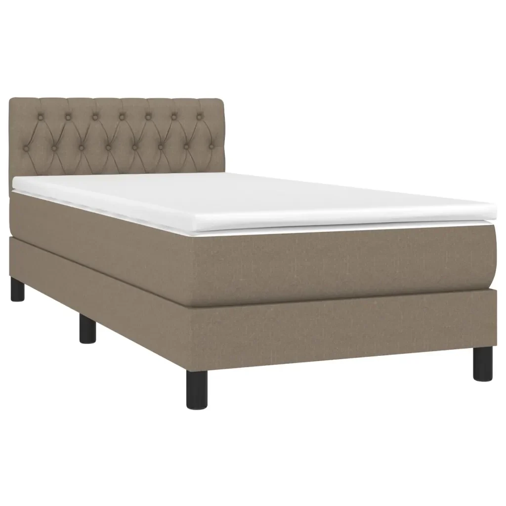 Letto singolo | Letto per adulti | Giroletto a Molle con Materasso Tortora 90x190 cm in Tessuto - Image 3