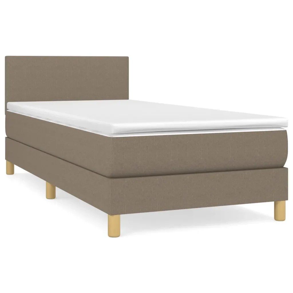 Letto singolo | Letto per adulti | Giroletto a Molle con Materasso Tortora 90x190 cm in Tessuto