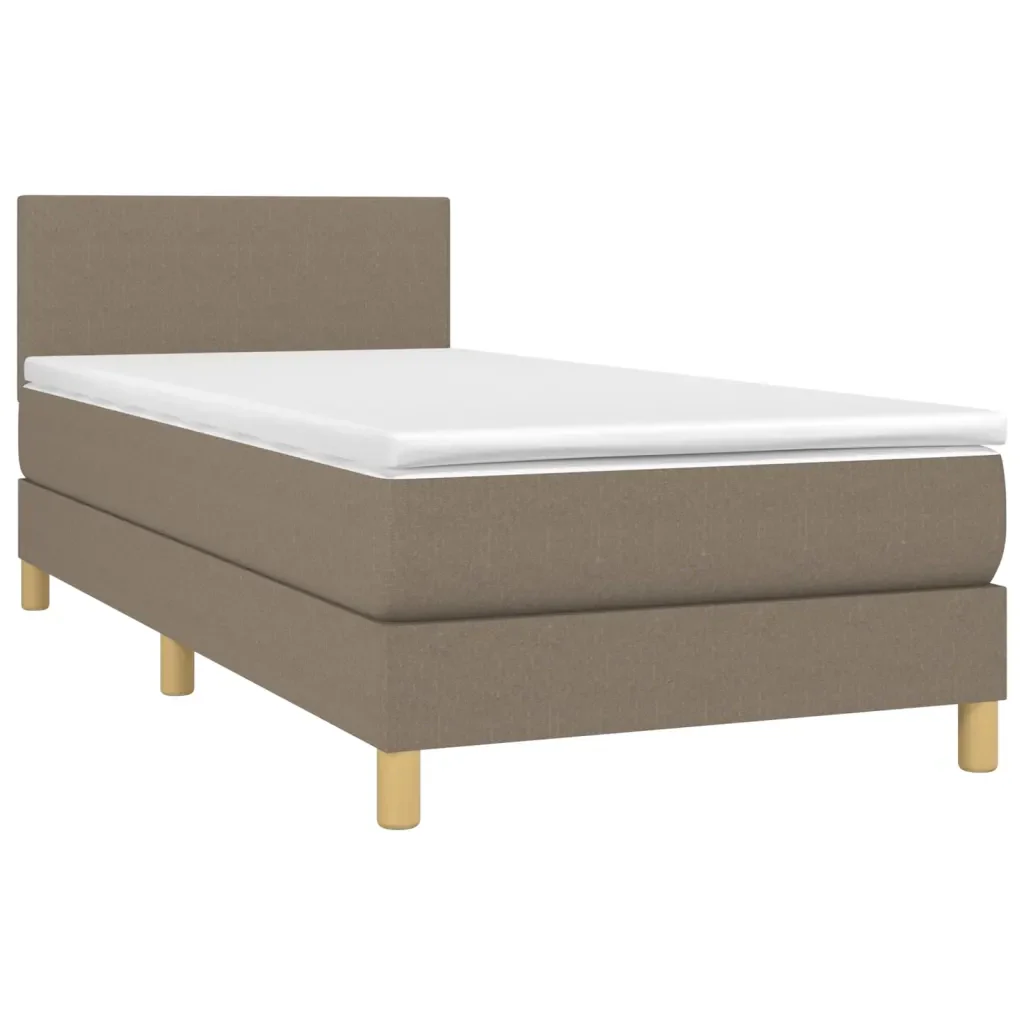 Letto singolo | Letto per adulti | Giroletto a Molle con Materasso Tortora 90x190 cm in Tessuto - Image 4