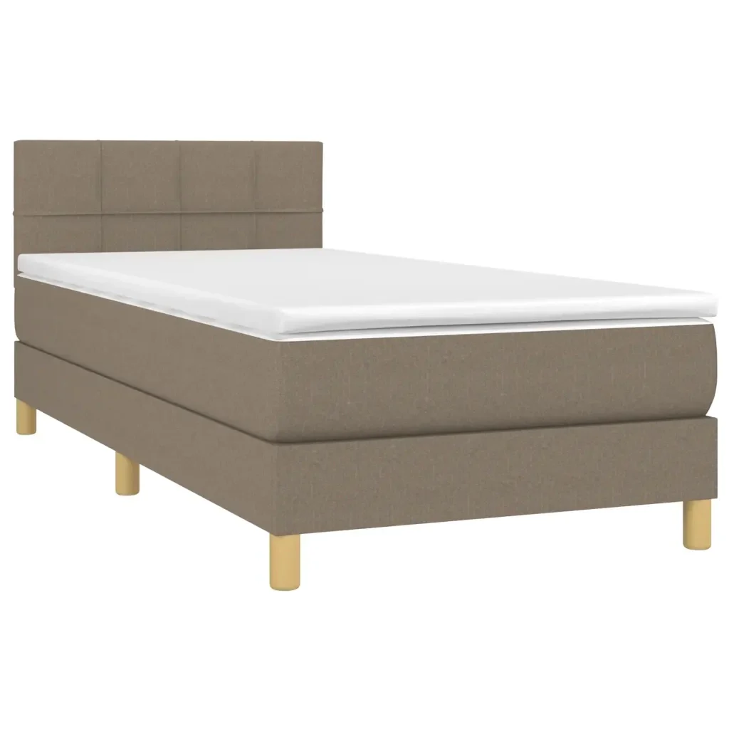 Letto singolo | Letto per adulti | Giroletto a Molle con Materasso Tortora 90x190 cm in Tessuto - Image 4