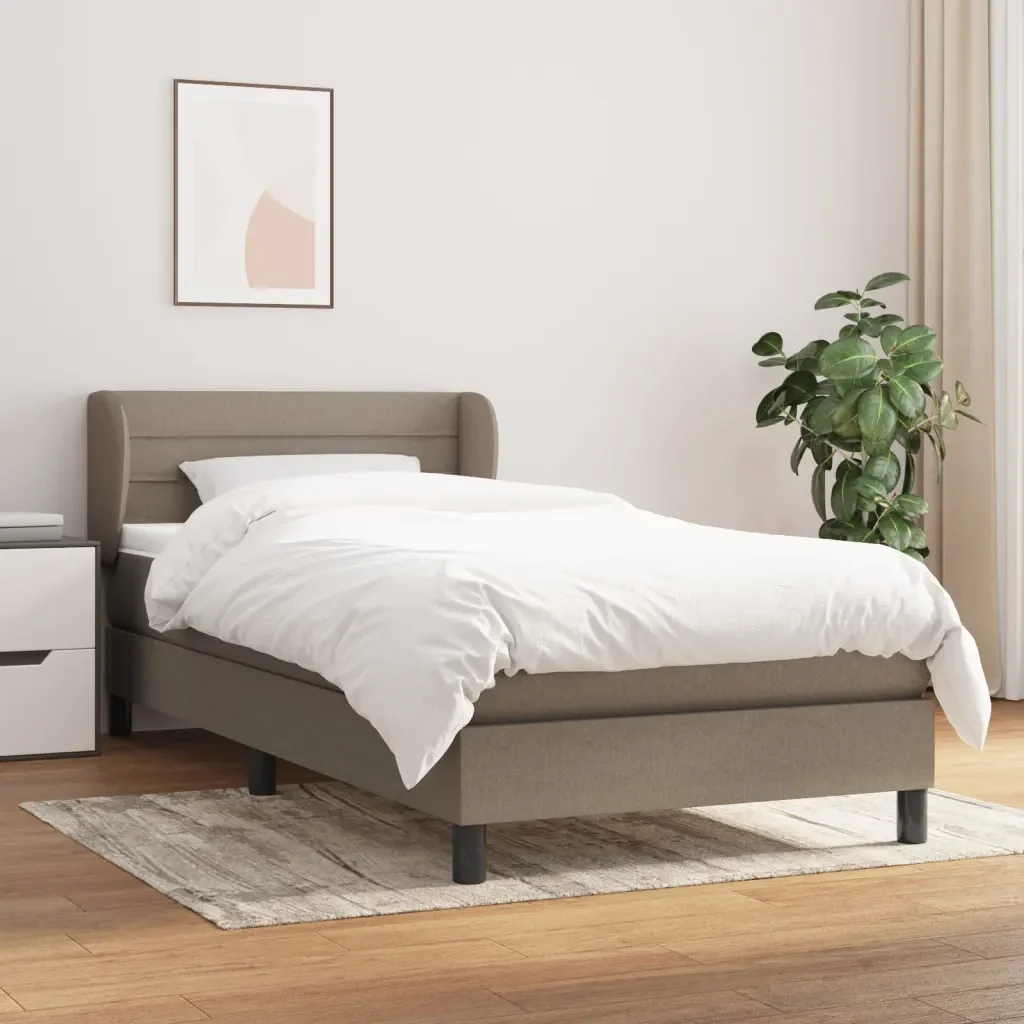Letto singolo | Letto per adulti | Giroletto a Molle con Materasso Tortora 90x200 cm inTessuto - Image 2