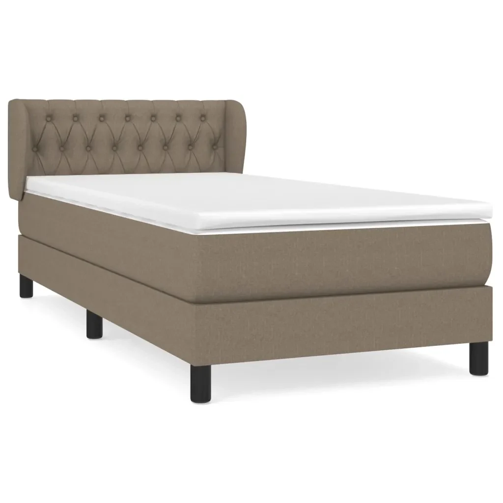Letto singolo | Letto per adulti | Giroletto a Molle con Materasso Tortora 90x200 cm inTessuto