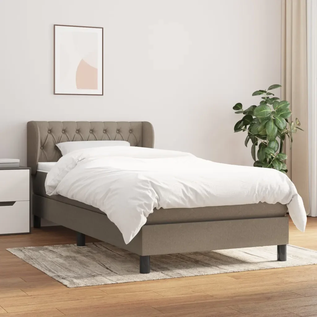 Letto singolo | Letto per adulti | Giroletto a Molle con Materasso Tortora 90x200 cm inTessuto - Image 2