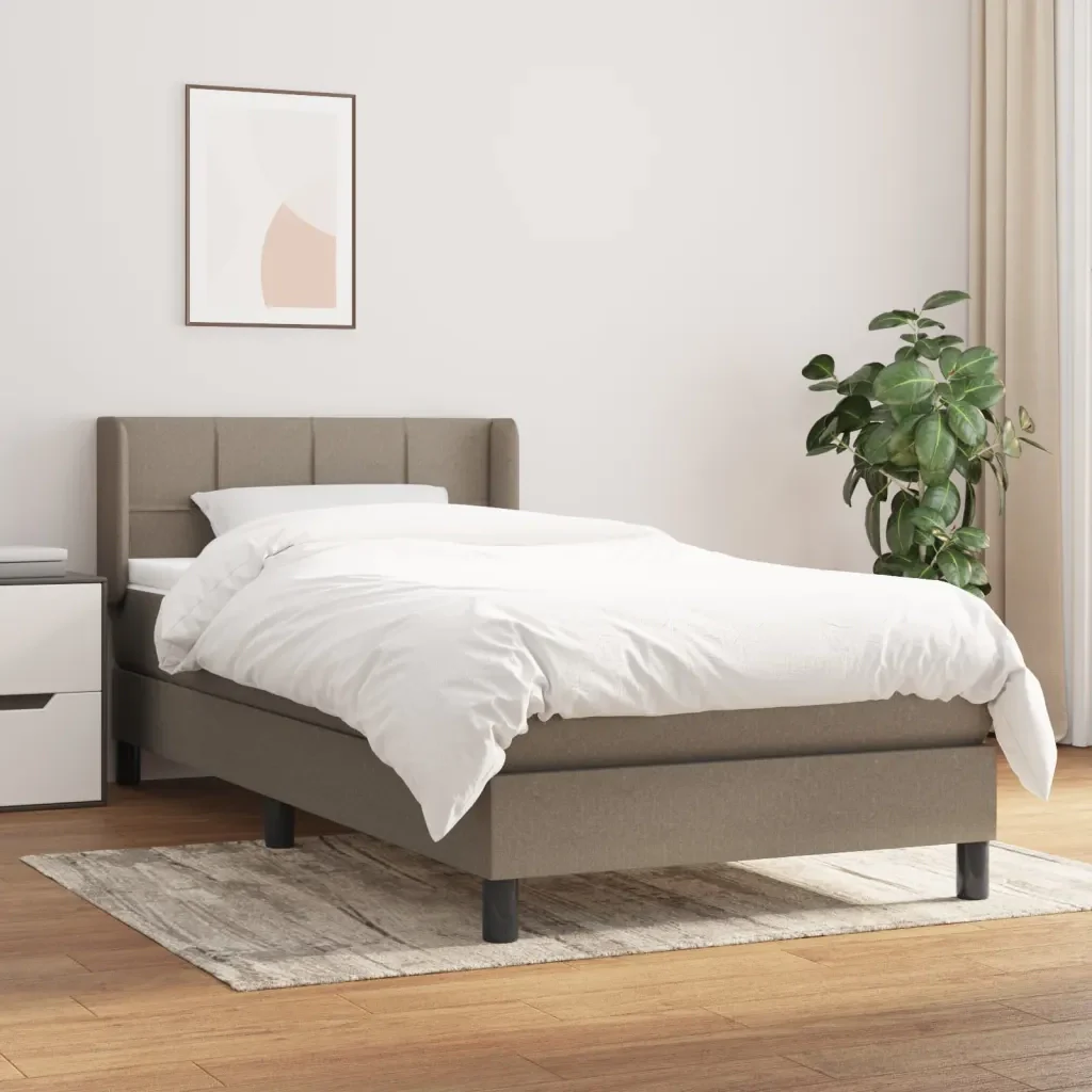 Letto singolo | Letto per adulti | Giroletto a Molle con Materasso Tortora 90x200 cm inTessuto - Image 2