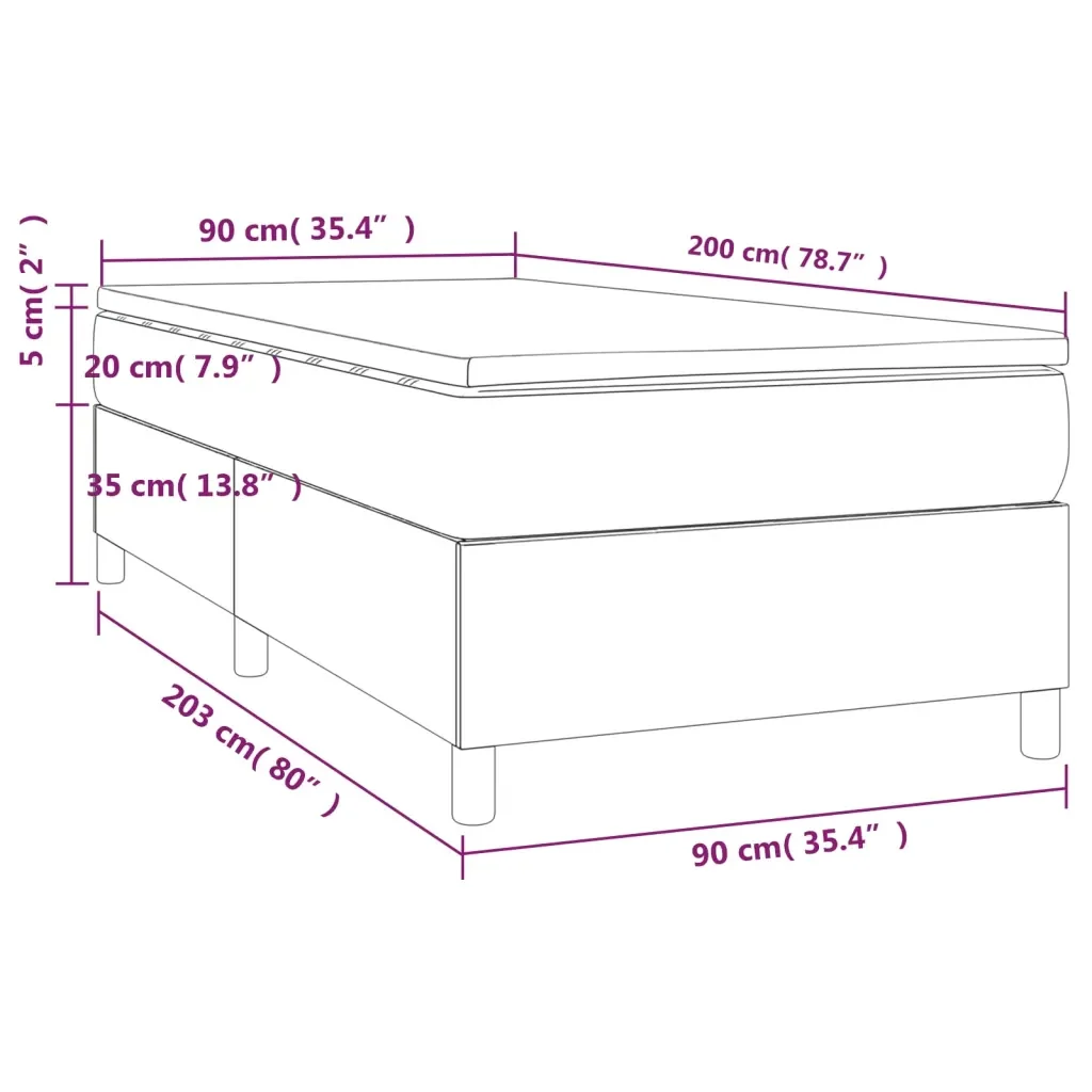 Letto singolo | Letto per adulti | Giroletto a Molle con Materasso Tortora 90x200 cm inTessuto - Image 10