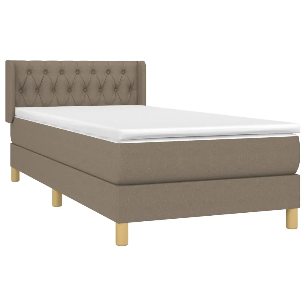 Letto singolo | Letto per adulti | Giroletto a Molle con Materasso Tortora 90x200 cm inTessuto - Image 4