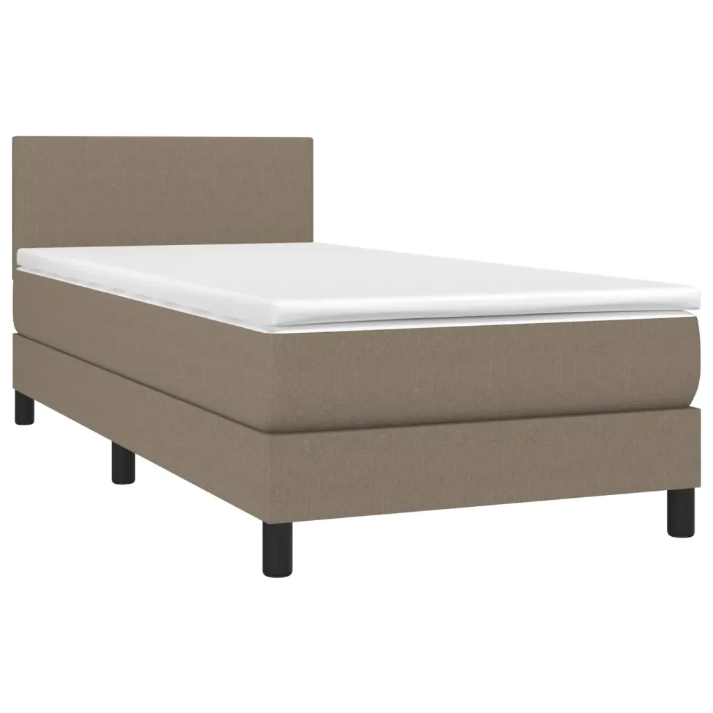 Letto singolo | Letto per adulti | Giroletto a Molle con Materasso Tortora 90x200 cm inTessuto - Image 4