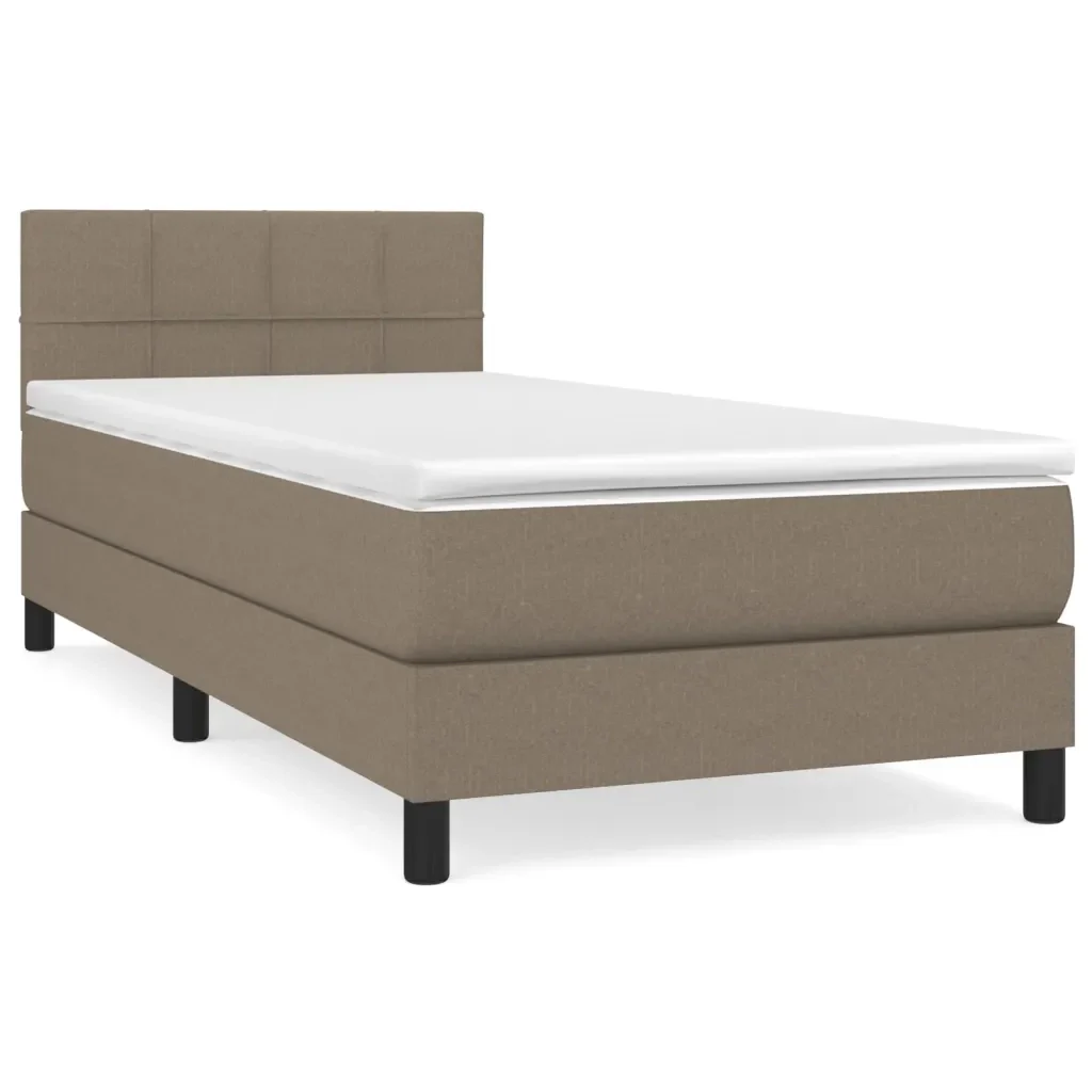 Letto singolo | Letto per adulti | Giroletto a Molle con Materasso Tortora 90x200 cm inTessuto