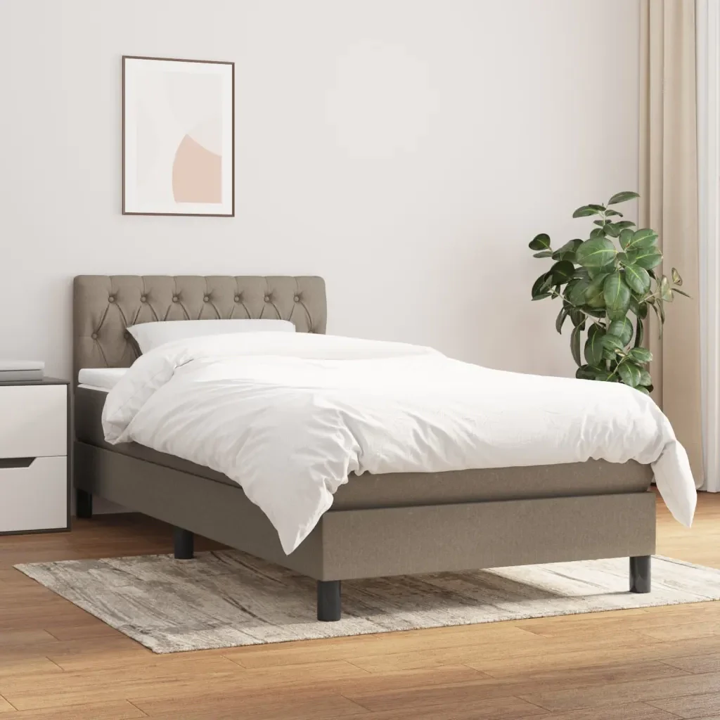 Letto singolo | Letto per adulti | Giroletto a Molle con Materasso Tortora 90x200 cm inTessuto - Image 2