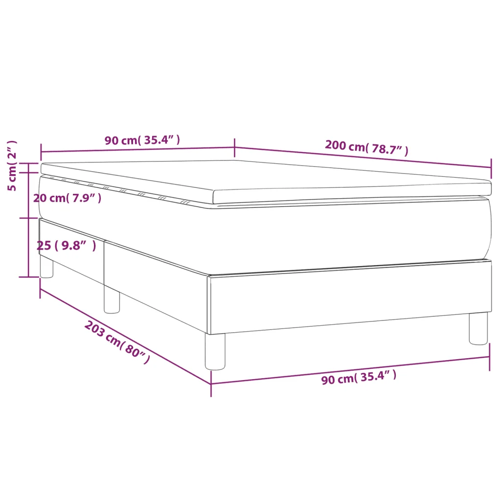 Letto singolo | Letto per adulti | Giroletto a Molle con Materasso Tortora 90x200 cm inTessuto - Image 10