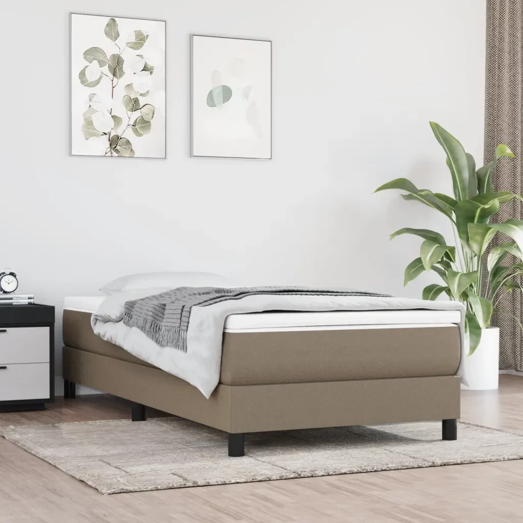 Letto singolo | Letto per adulti | Giroletto a Molle con Materasso Tortora 90x200 cm inTessuto - Image 2