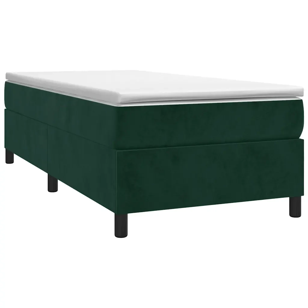 Letto singolo | Letto per adulti | Giroletto a Molle con Materasso Verde Scuro 100x200 cm Velluto - Image 4