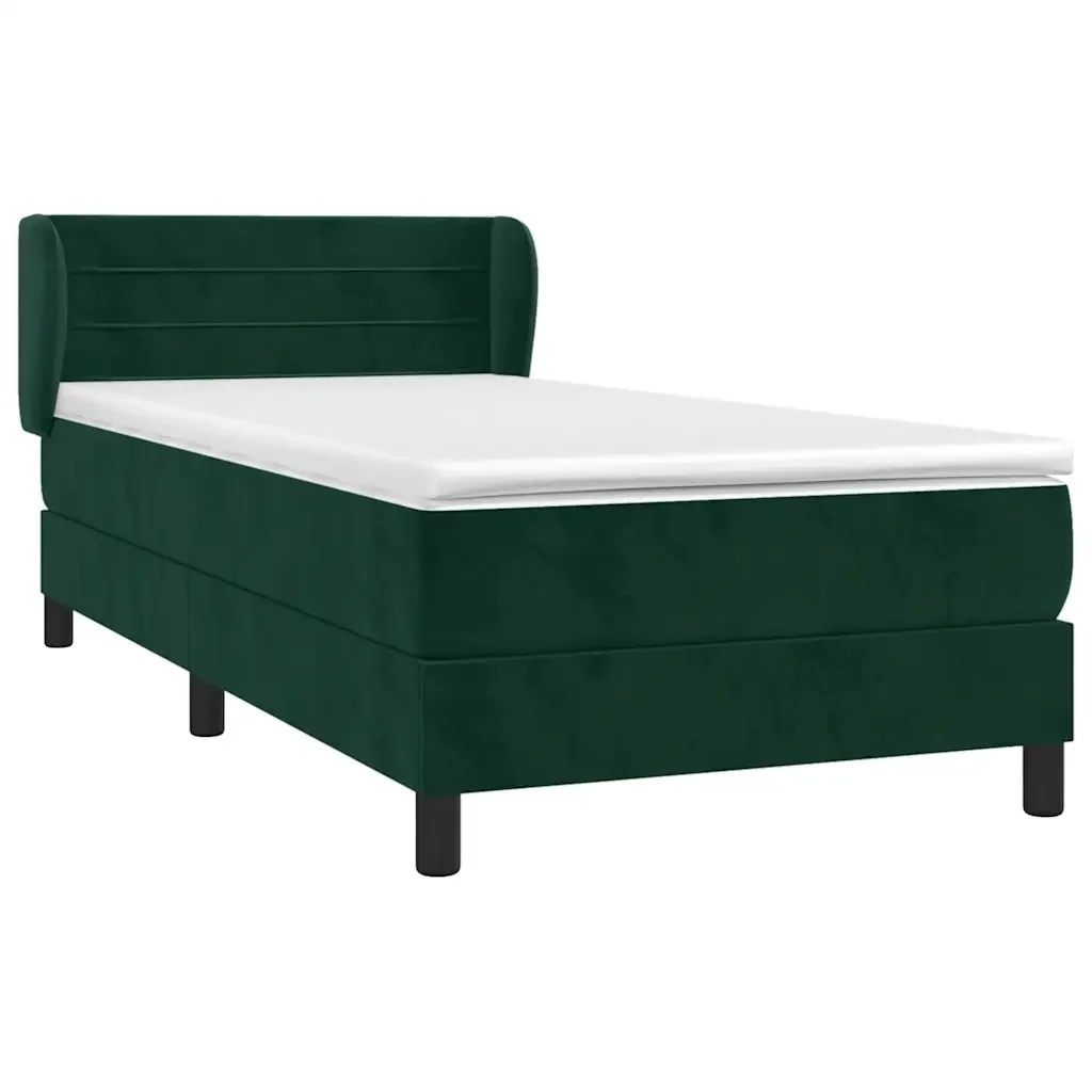 Letto singolo | Letto per adulti | Giroletto a Molle con Materasso Verde Scuro 80x200 cm Velluto - Image 4