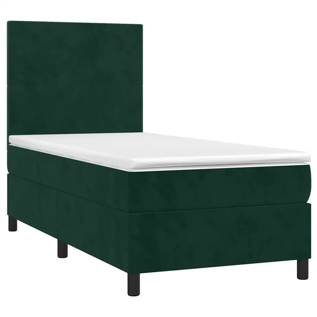 Letto singolo | Letto per adulti | Giroletto a Molle con Materasso Verde Scuro 80x200 cm Velluto - Image 4