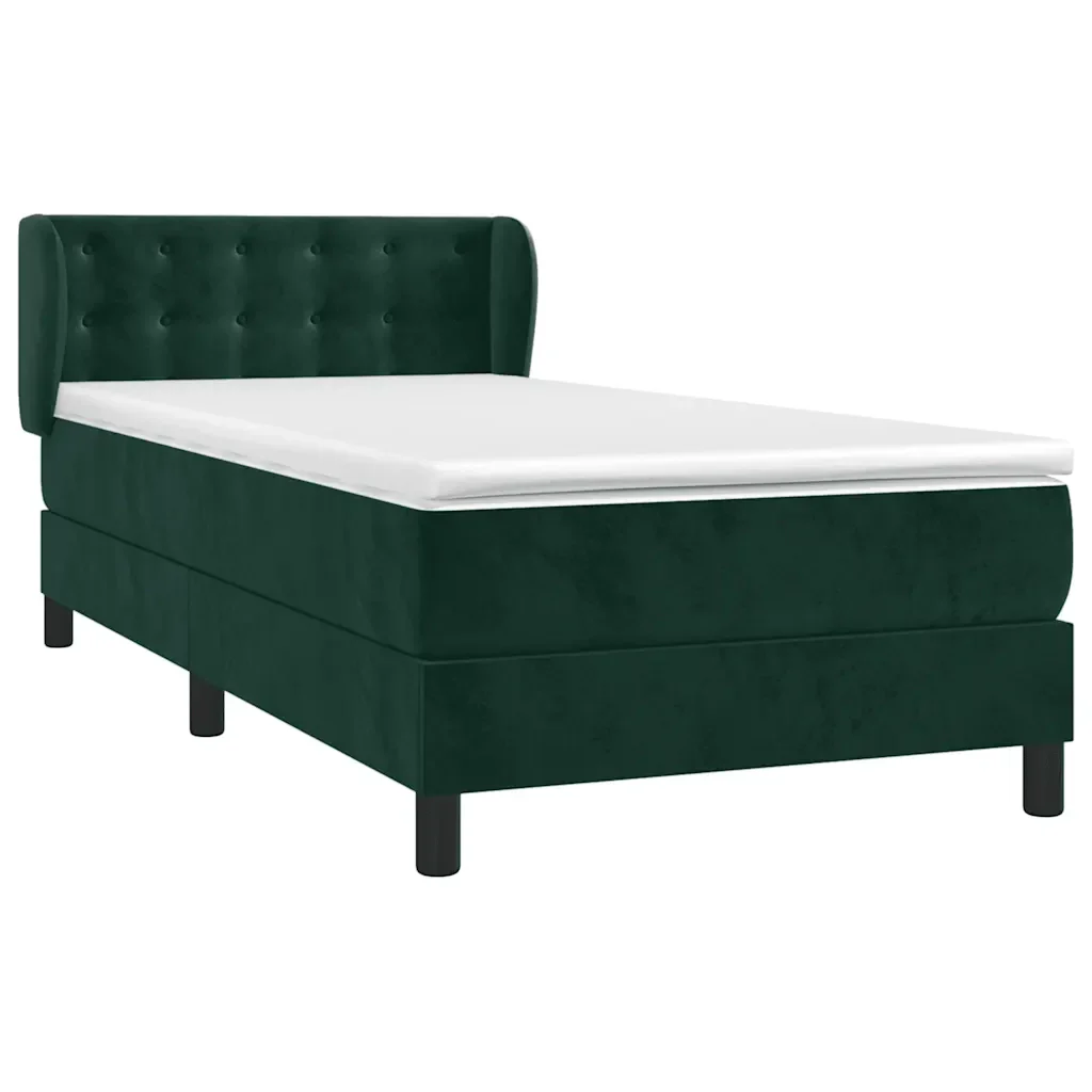 Letto singolo | Letto per adulti | Giroletto a Molle con Materasso Verde Scuro 80x200 cm Velluto - Image 4