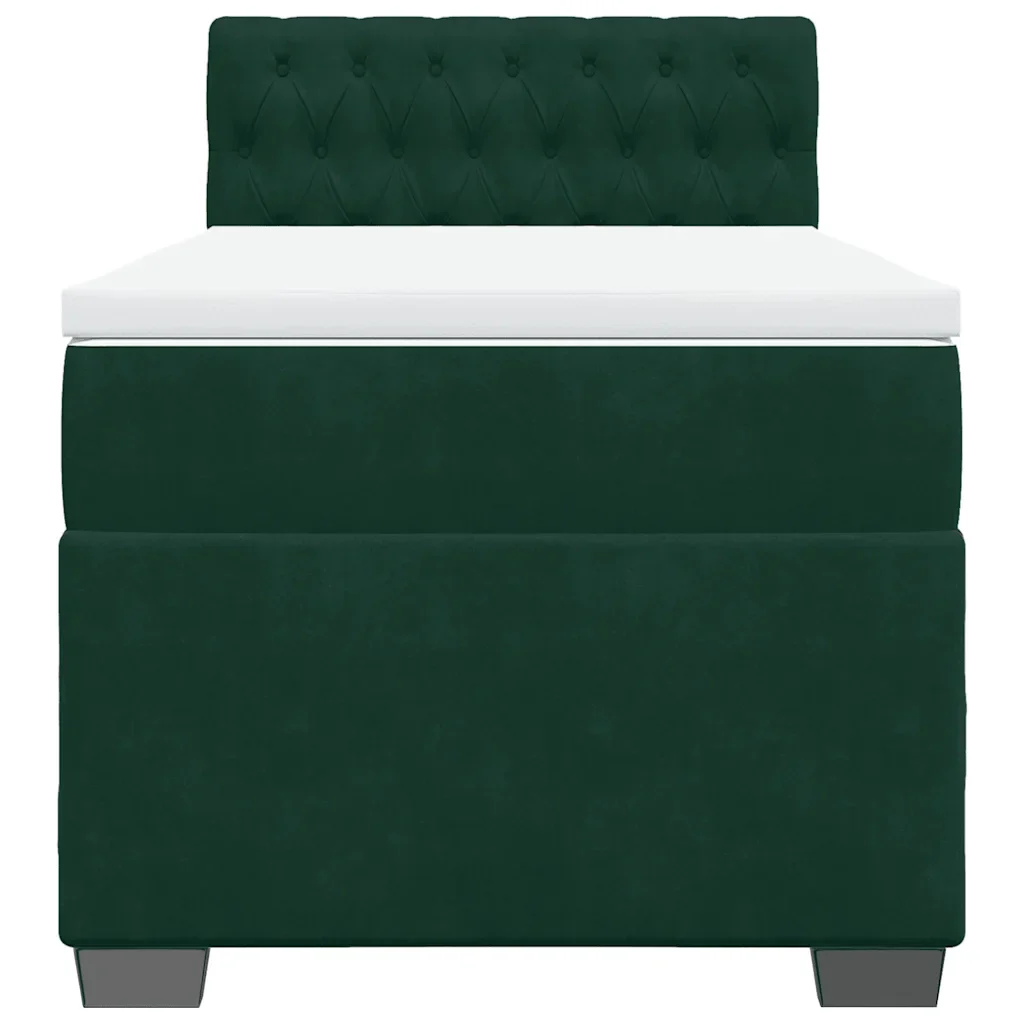 Letto singolo | Letto per adulti | Giroletto a Molle con Materasso Verde Scuro 80x200 cm Velluto - Image 6