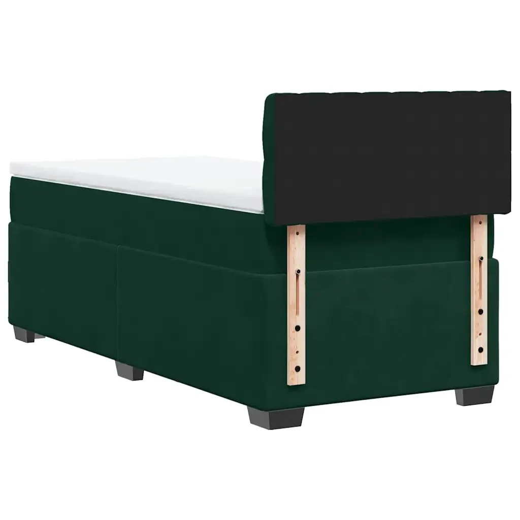 Letto singolo | Letto per adulti | Giroletto a Molle con Materasso Verde Scuro 80x200 cm Velluto - Image 8