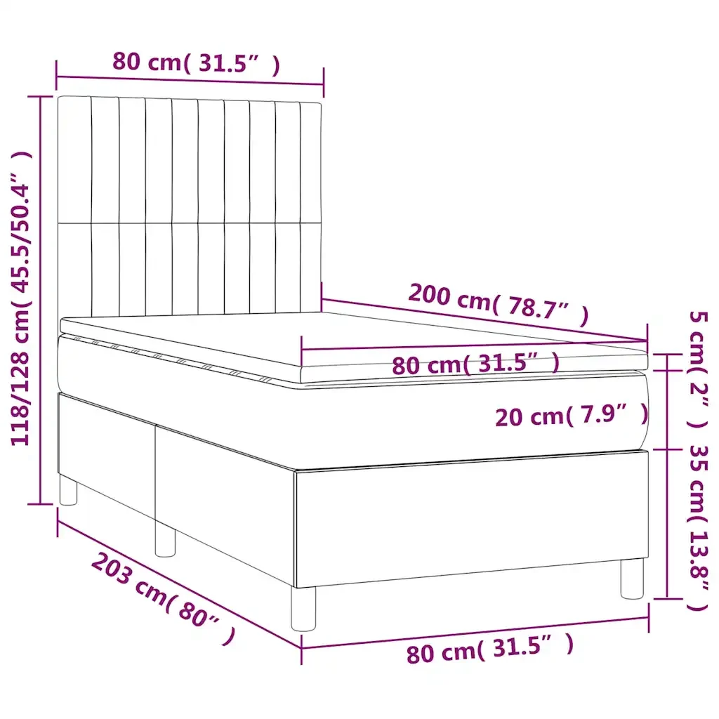 Letto singolo | Letto per adulti | Giroletto a Molle con Materasso Verde Scuro 80x200 cm Velluto - Image 7