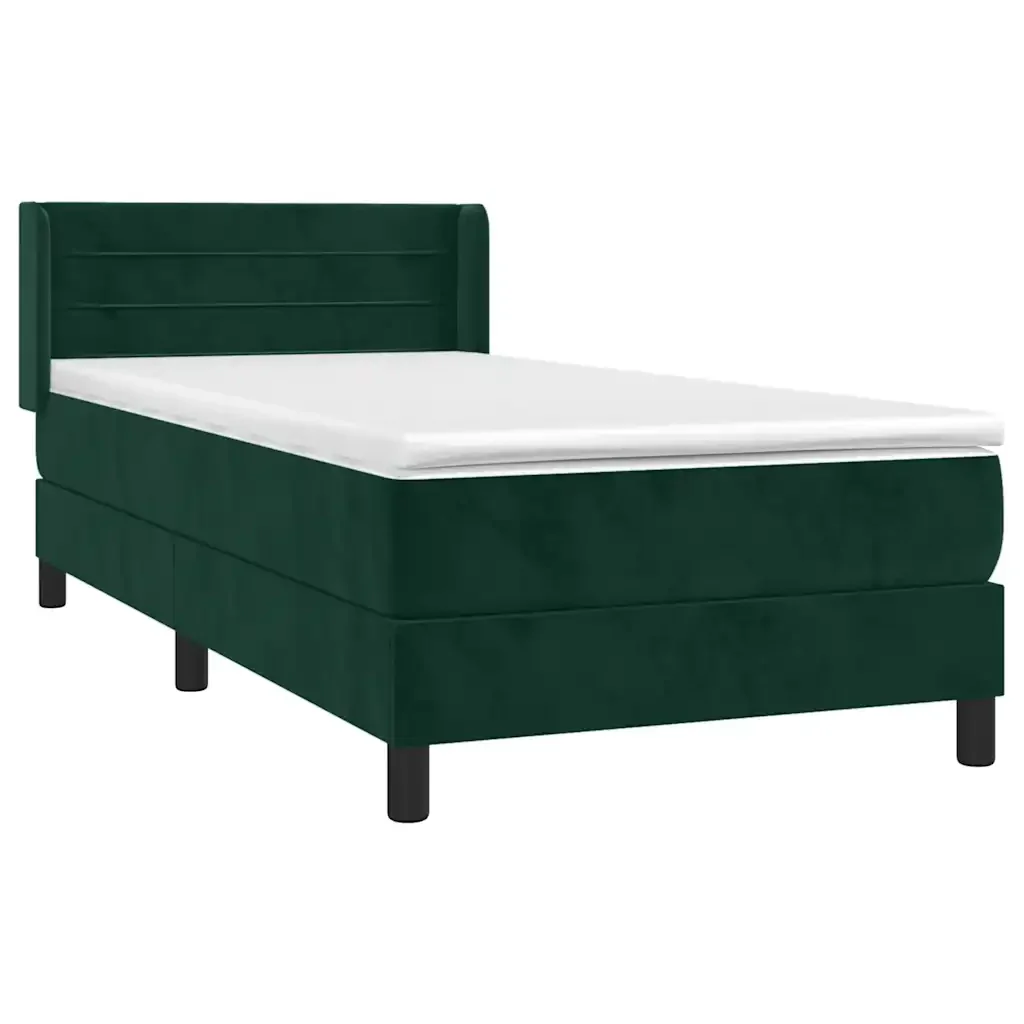 Letto singolo | Letto per adulti | Giroletto a Molle con Materasso Verde Scuro 80x200 cm Velluto - Image 4
