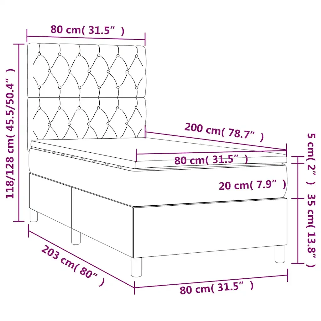 Letto singolo | Letto per adulti | Giroletto a Molle con Materasso Verde Scuro 80x200 cm Velluto - Image 7
