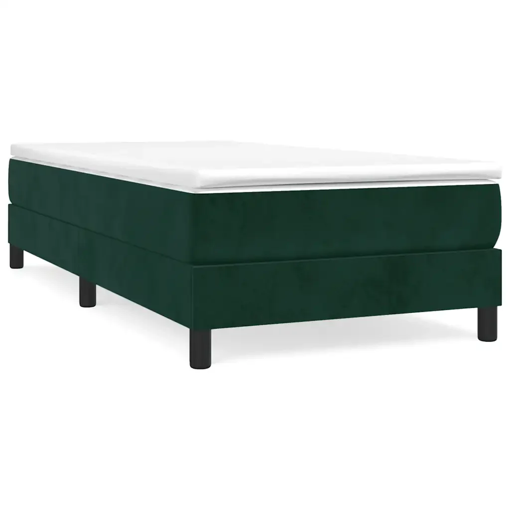 Letto singolo | Letto per adulti | Giroletto a Molle con Materasso Verde Scuro 80x200 cm Velluto