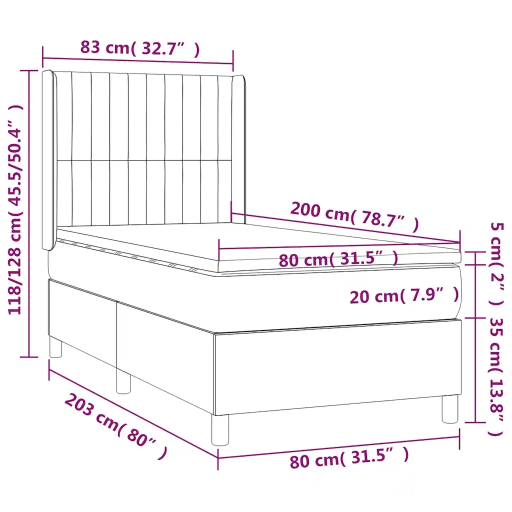 Letto singolo | Letto per adulti | Giroletto a Molle con Materasso Verde Scuro 80x200 cm Velluto - Image 8
