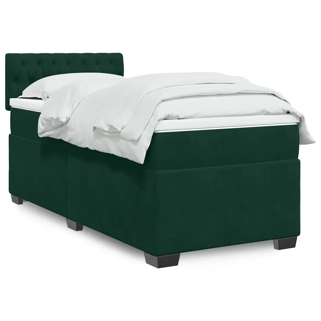 Letto singolo | Letto per adulti | Giroletto a Molle con Materasso Verde Scuro 80x200 cm Velluto - Image 2