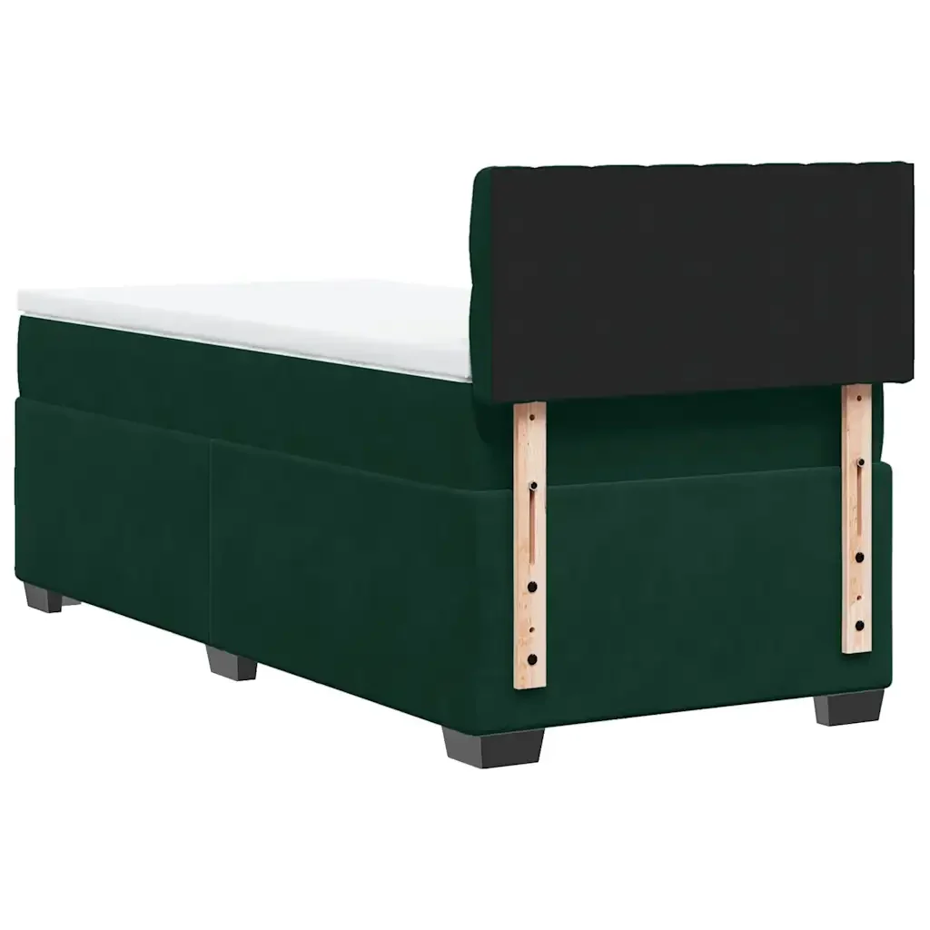 Letto singolo | Letto per adulti | Giroletto a Molle con Materasso Verde Scuro 80x200 cm Velluto - Image 6