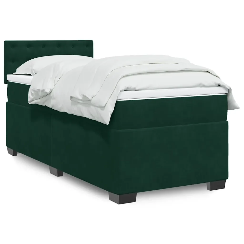 Letto singolo | Letto per adulti | Giroletto a Molle con Materasso Verde Scuro 80x200 cm Velluto - Image 2