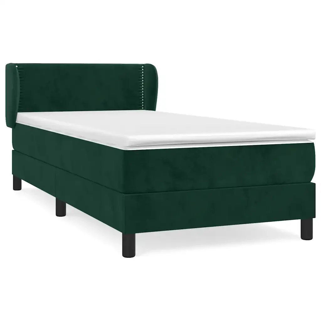 Letto singolo | Letto per adulti | Giroletto a Molle con Materasso Verde Scuro 80x200 cm Velluto