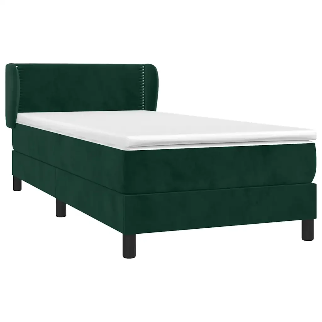 Letto singolo | Letto per adulti | Giroletto a Molle con Materasso Verde Scuro 80x200 cm Velluto - Image 3