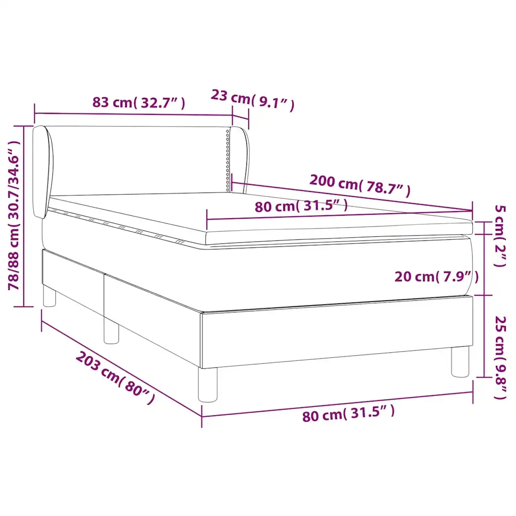 Letto singolo | Letto per adulti | Giroletto a Molle con Materasso Verde Scuro 80x200 cm Velluto - Image 8