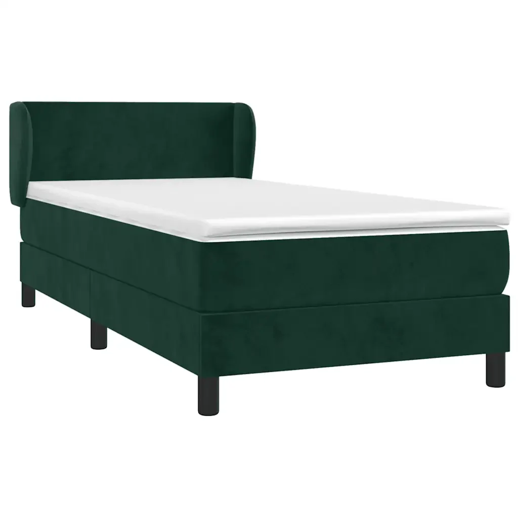 Letto singolo | Letto per adulti | Giroletto a Molle con Materasso Verde Scuro 90x190 cm Velluto - Image 4