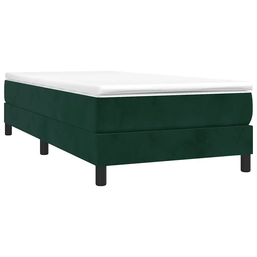 Letto singolo | Letto per adulti | Giroletto a Molle con Materasso Verde Scuro 90x190 cm Velluto - Image 4