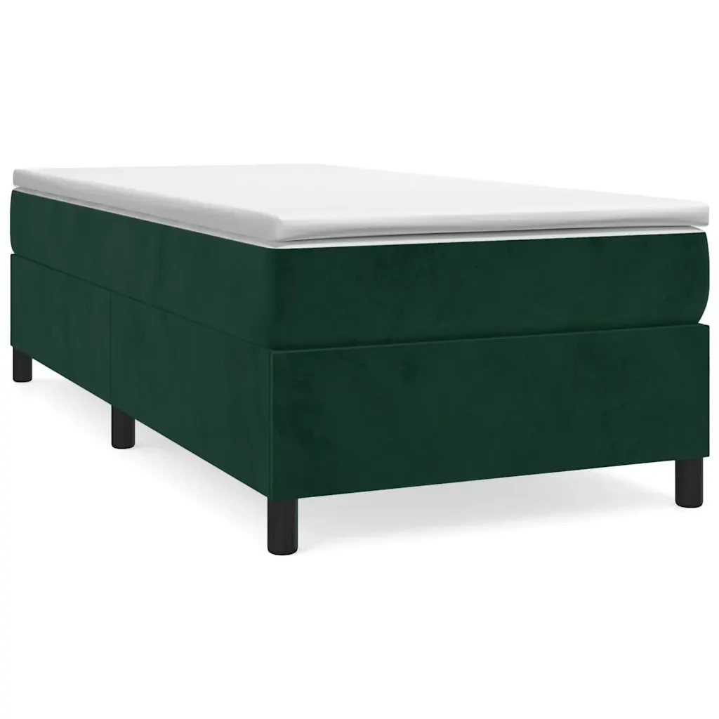 Letto singolo | Letto per adulti | Giroletto a Molle con Materasso Verde Scuro 90x190 cm Velluto