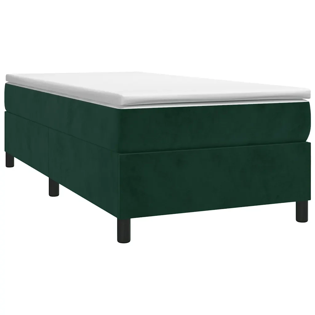 Letto singolo | Letto per adulti | Giroletto a Molle con Materasso Verde Scuro 90x190 cm Velluto - Image 3