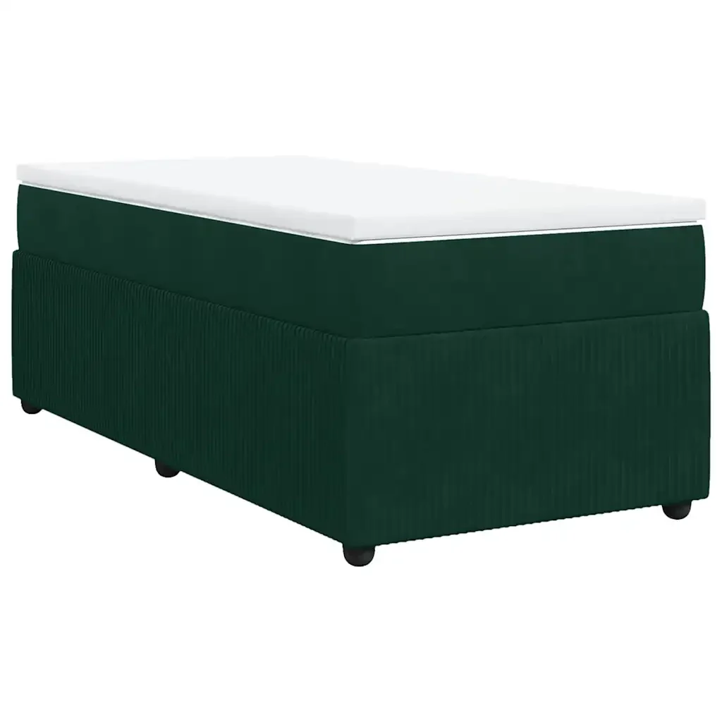 Letto singolo | Letto per adulti | Giroletto a Molle con Materasso Verde Scuro 90x190 cm Velluto