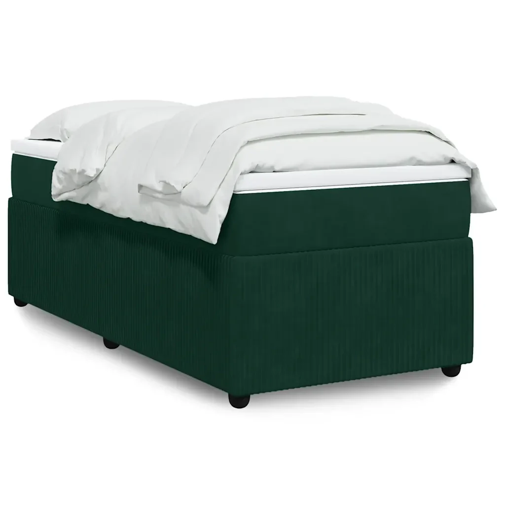 Letto singolo | Letto per adulti | Giroletto a Molle con Materasso Verde Scuro 90x190 cm Velluto - Image 2