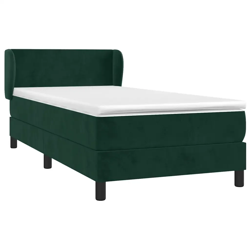 Letto singolo | Letto per adulti | Giroletto a Molle con Materasso Verde Scuro 90x200 cm Velluto - Image 3