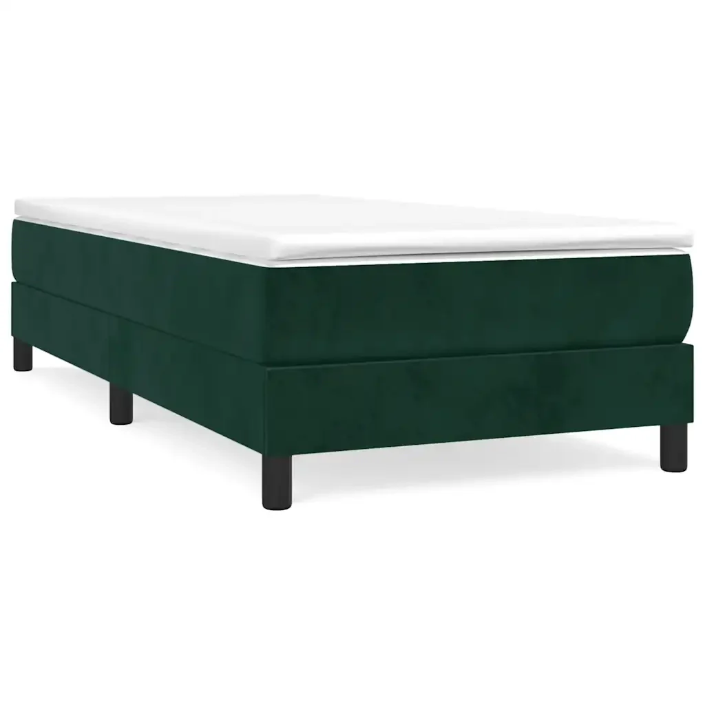 Letto singolo | Letto per adulti | Giroletto a Molle con Materasso Verde Scuro 90x200 cm Velluto