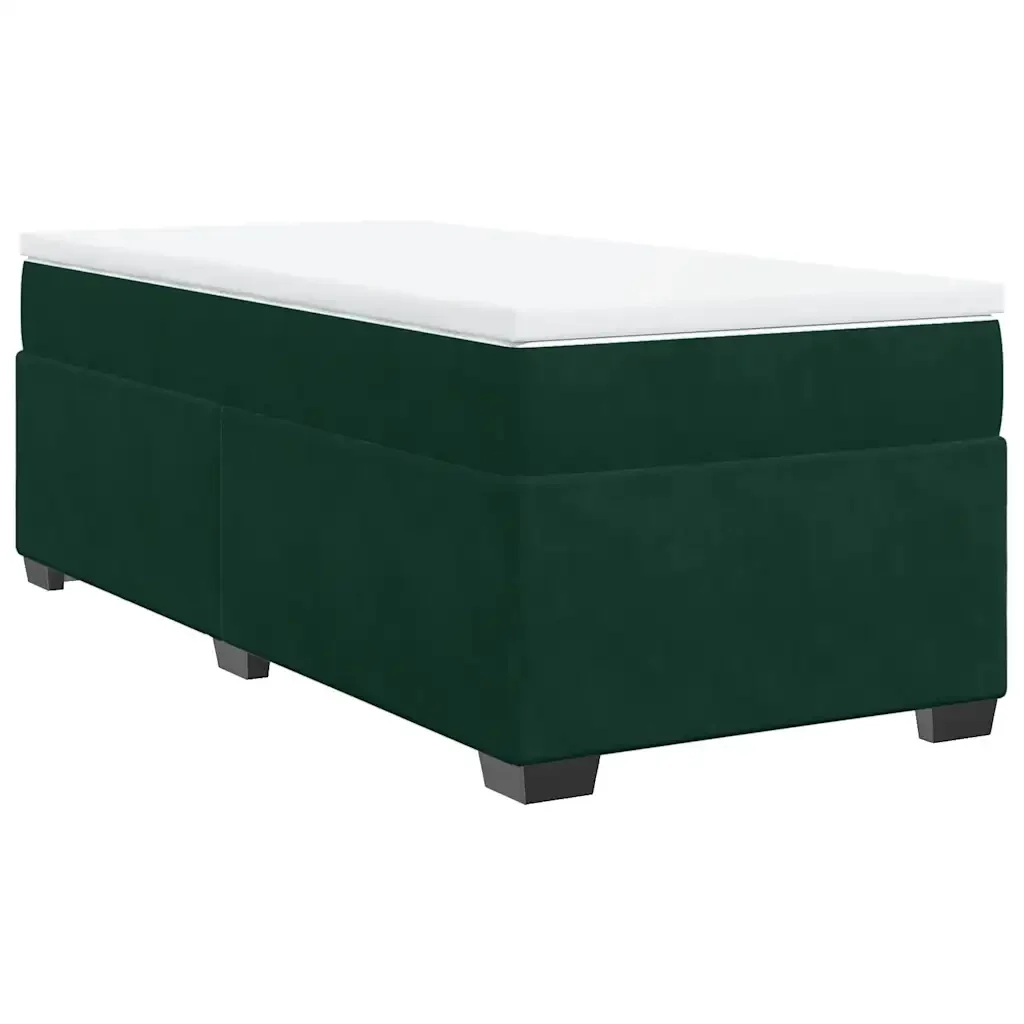 Letto singolo | Letto per adulti | Giroletto a Molle con Materasso Verde Scuro 90x200 cm Velluto